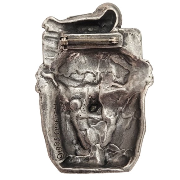 1995 Carruth Pewter Bird Watcher Brooch Pin, Signed E166 - Picture 4 of 9